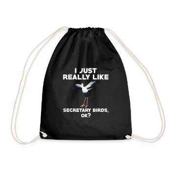 Funny Secretary Bird T-Shirt - Drawstring Bag - black - Front