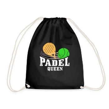 Padel Queen Padelschläger Ball Design Für Padel - Turnbeutel - Schwarz - Vorne