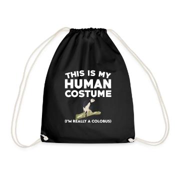 Funny Colobus Monkey Shirt - Drawstring Bag - black - Front