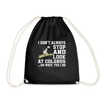 Funny Colobus Monkey Saying - Drawstring Bag - black - Front