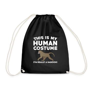 Funny baboon saying - Drawstring Bag - black - Front