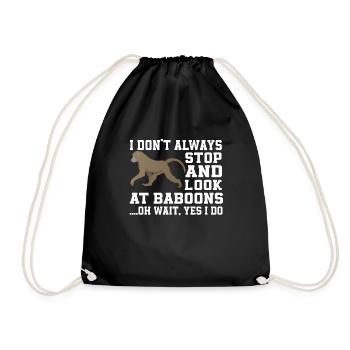Funny Baboon T-Shirt - Drawstring Bag - black - Front