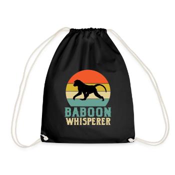 Baboon Whisperer Monkey Gift - Drawstring Bag - black - Front