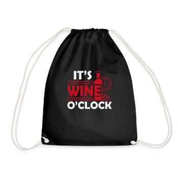 It's wine time - Drawstring Bag - black - Front