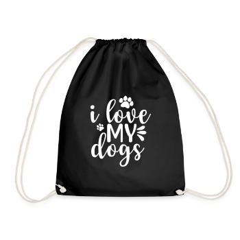 I LOVE MY DOGS - Drawstring Bag - black - Front
