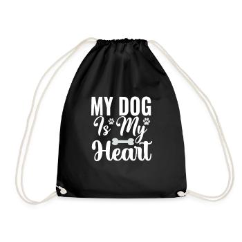 My dog is my heart - Drawstring Bag - black - Front