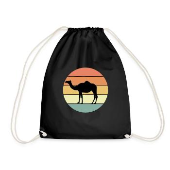 Retro Kamel Design - Turnbeutel - Schwarz - Vorne