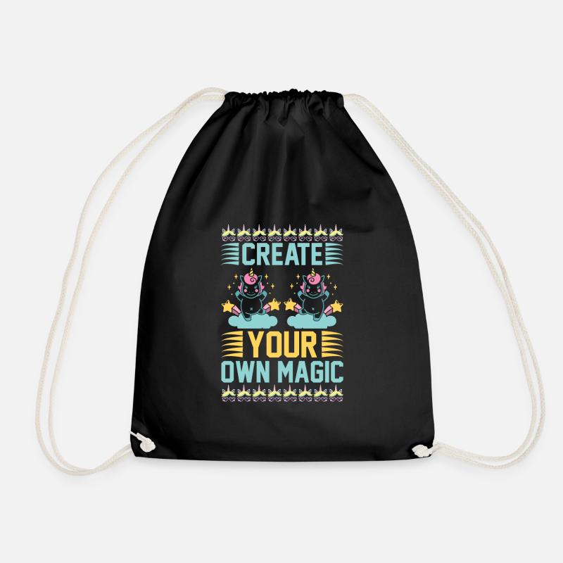 Create your own magic Unicorn - Drawstring Bag - black