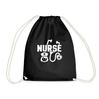 Krankenschwester - Turnbeutel - Schwarz - Vorne