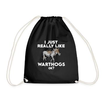 Funny Warthog Saying - Drawstring Bag - black - Front