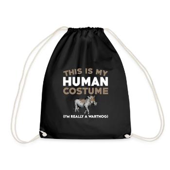 Funny Warthog Human Costume - Drawstring Bag - black - Front
