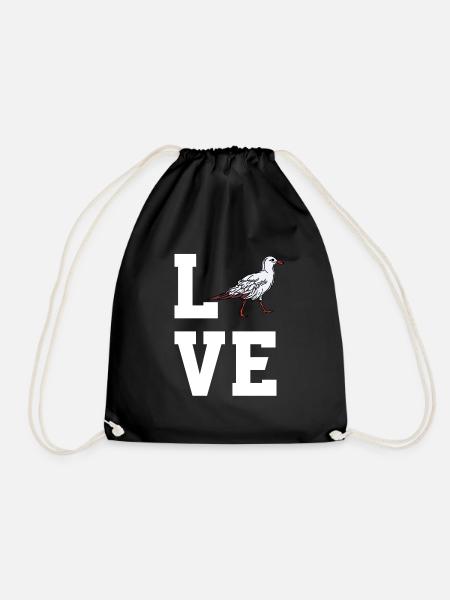 Dear Seagull - Drawstring Bag - black