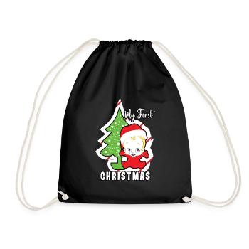 My first Christmas Norwegian pattern - Drawstring Bag - black - Front