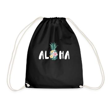 Aloha Pineapple Flower Design For Beach Lovers - Drawstring Bag - black - Front
