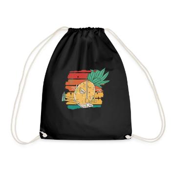Pineapple swing retro design for beach lovers - Drawstring Bag - black - Front