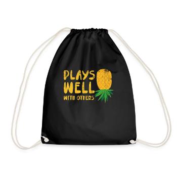 Plays well with other designs for beach lovers - Drawstring Bag - black - Front