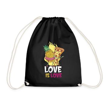 Love Is Love, Pineapple And Pizza Design For The - Drawstring Bag - black - Front