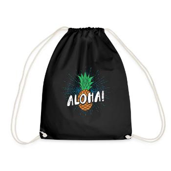Aloha pineapple design For beach lovers pineapple - Drawstring Bag - black - Front