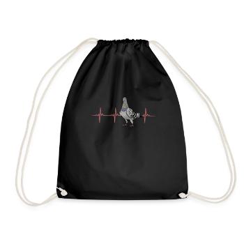 Pigeon heartbeat design - Drawstring Bag - black - Front