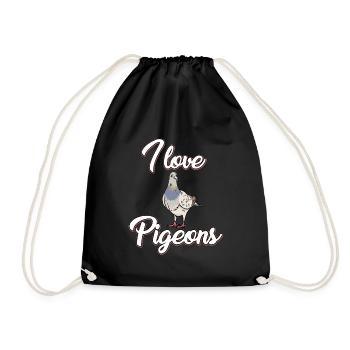 I love pigeons - Drawstring Bag - black - Front