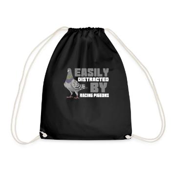 Easily Distracted By Pigeon Racing - Drawstring Bag - black - Front