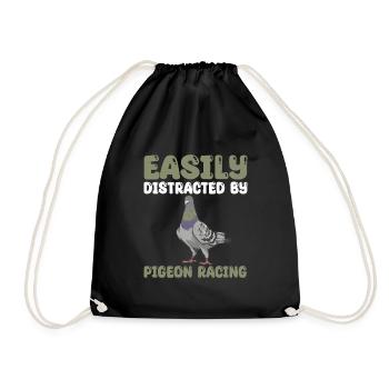 pigeon racing gift - Drawstring Bag - black - Front