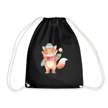 Ugly Christmas Niedlicher Fuchs Sprüche - Turnbeutel - Schwarz - Vorne