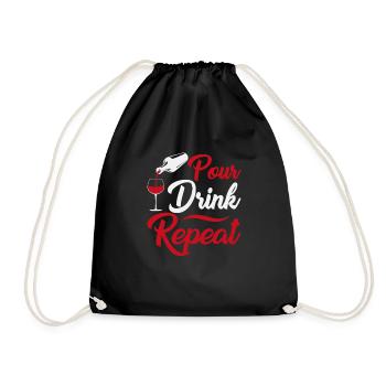 Pour drink repeat - Drawstring Bag - black - Front