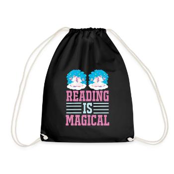 Unicorn Reading Is Magical - Drawstring Bag - black - Front