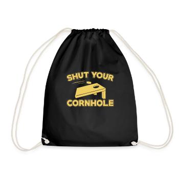 Schliesse Dein Cornhole - Turnbeutel - Schwarz - Vorne