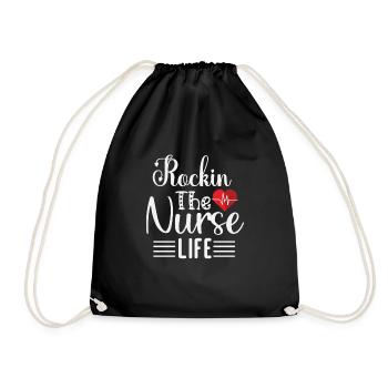 Rockin The Nurse Life - Drawstring Bag - black - Front