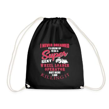 Drôle de cadeau de conducteur de chargeuse sur pneus - Sac de sport léger - noir - Devant