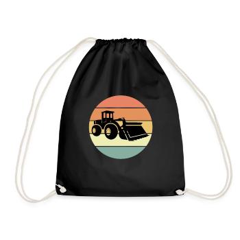 Retro Wheel Loader Design - Drawstring Bag - black - Front