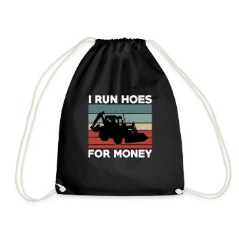 Funny Backhoe Loader Design - Drawstring Bag - black - Front