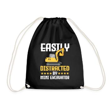 Lustiges Minibagger T-shirt - Turnbeutel - Schwarz - Vorne