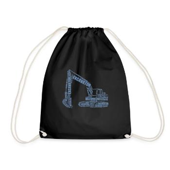 Excavator excavator driver from words Excavator driver - Drawstring Bag - black - Front
