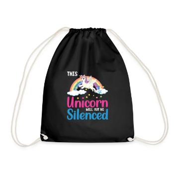 Einhorn Unicorn Silenced - Turnbeutel - Schwarz - Vorne