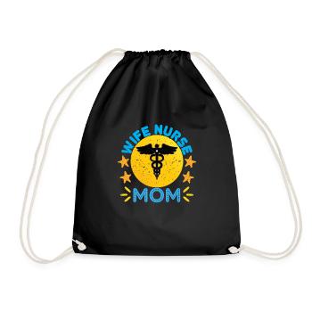 NURSE Wife nurse mom - Drawstring Bag - black - Front