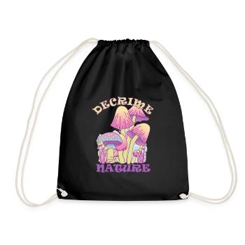 Decrime Nature Colorful Magic Mushroom Trippy - Turnbeutel - Schwarz - Vorne