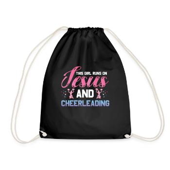 This girl runs on Jesus and cheers the - Drawstring Bag - black - Front