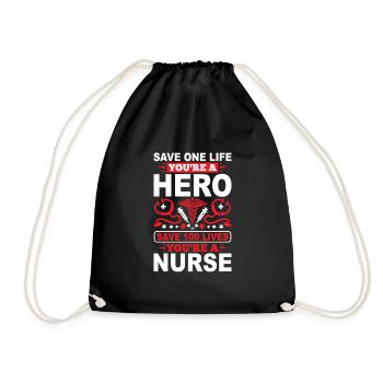 Save a Life Hero 100 Life Nurse - Drawstring Bag - black - Front