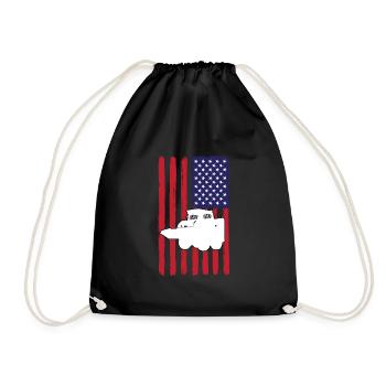 Skid steer loader with USA flag - Drawstring Bag - black - Front