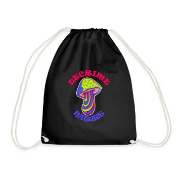 Decrime Nature Colorful Magic Mushroom Trippy - Turnbeutel - Schwarz - Vorne