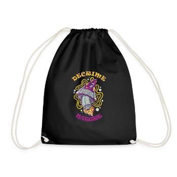 Decrime Nature Colorful Magic Mushroom Rocket - Drawstring Bag - black - Front