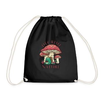 Decrime Nature Colorful Magic Mushroom Frog - Drawstring Bag - black - Front