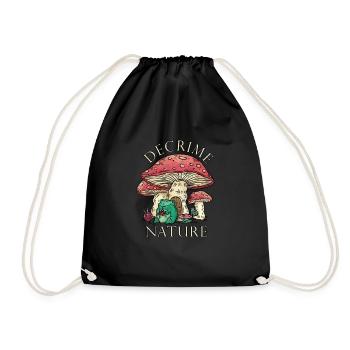 Decrime Nature Colorful Magic Mushroom Frog - Drawstring Bag - black - Front