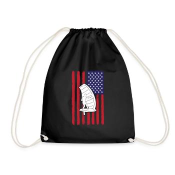 Wing Foiling America - Drawstring Bag - black - Front
