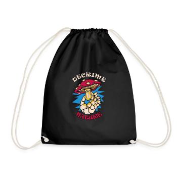 Decrime Nature Squelette de champignon magique coloré - Sac de sport léger - noir - Devant
