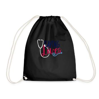 Nurse saves lives - Drawstring Bag - black - Front