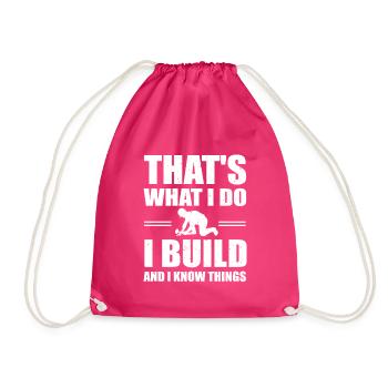 Funny construction worker motif - Drawstring Bag - fuchsia - Front